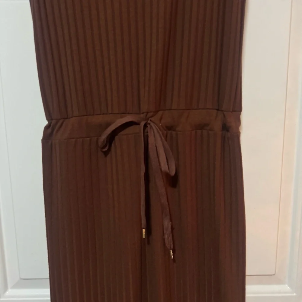 Moussy Wide Ribbed Brown Knit Dress One Size